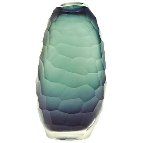 Vase, Blumenvase, Stengelvase „MOONLIGHT“ grau, oval, handgefertigt, H=18cm, moderner Style (ART GLASS powered by CRISTALICA) - 5