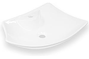 ‎ART-OF-BAAN Art-of-Baan® Premium Waschbecken eckig - Hochglanz Aufsatzwaschbecken - Keramik-Becken für Waschtisch - Waschschale weiß - 485 x 385 x 140 mm