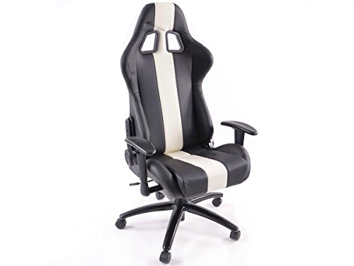 Price comparison product image Bürostuhl Sportsitz mit Armlehne Kunstleder schwarz / weiß