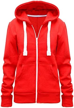 New Plus Size Hoodie Zip Zipper Hooded Jacket Coat Top Hoody Red 2XL
