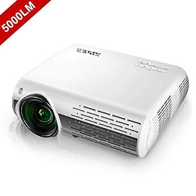 YABER Vidéoprojecteur, YABER 5000 Lumens Full HD 1080P (1920 x 1080) Projecteur avec Réglage Trapézoïdal 4D, Deux Haut-parleurs Stéréo HiFi et 3 Dissipateurs de Chaleur par Ventilateur Intégré
