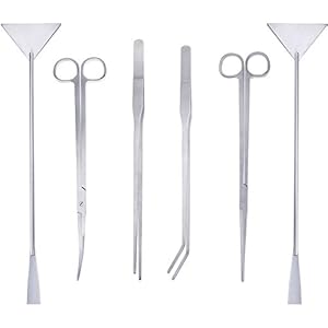 [Gesponsert]Lictin Komplett-Aquarium Terrarium Set, Aquarium Zubehör, Werkzeug Set für Aquarium Reinigung - Pflanzenpinzette - Pflanzenschere - Kiesspatel, Edelstahl, 6-teilig