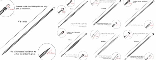 Mitesserentferner, Mabox rostfreier Stahl Entferner kit, Komedonenquetscher Professionell Gesundheit Behandlung für Pickel Whiteheads Mitesser Akne Extraktoren - 4