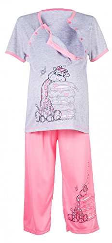 Happy Mama Women's Maternity Nursing Breastfeeding Pyjamas Nightwear. 202p (Light Pink, UK 14)