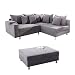 Produktbild Design Ecksofa LOFT grau Soft Baumwolle mit Hocker Schlafsofa Federkern Sofa Ottomane beidseitig aufbaubar