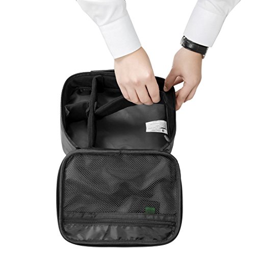 Wrcibo Universal Tragbarer Travel Organizer Electronisches Tasche Case Organisator Reiseorganisator mit Innerer Netztasche für Elektronikzubehör, iPad Mini,USB Kabel ,Speicherkarten (Koffer, Schwarz) - 3