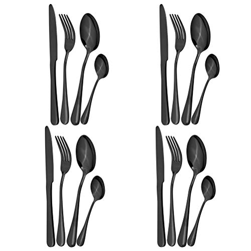 Preisvergleich Produktbild BESTONZON Besonzon Besteck-Set, 16-teilig, Edelstahl, Schwarz