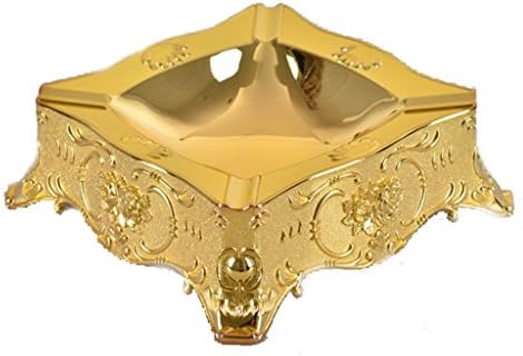 HAIYING Ashtray Outdoor And Indoor Use,Metal Portable Cigarette Ashtray With Gift Box, Engraving Pattern Nice Gift For Men And Women ( Color : Gold )
