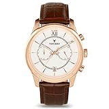Vincero Luxus Bellwether Herren Armbanduhr – Roségold /Weiß mit braunem Lederarmband