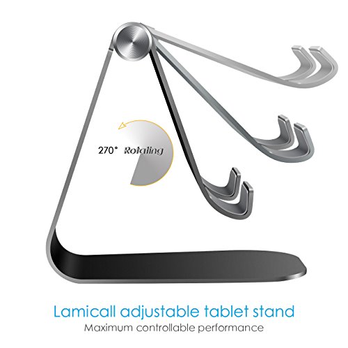 Verstellbare iPad Ständer, Lamicall Tablette Halter : Universal Tab Ständer, Wiege, Halterung Dock für iPad 1 2 3 Air; iPad mini 1 2 3 4, Samsung Huawei E-Reader und Google Nexus 7 10 4 Tablette Schreibtisch, andere Tab Smartphone 5“-11“ (Schwarz) - 3