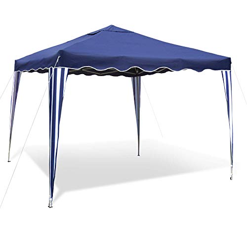 Jom 127109 - Jardín pabellón falt el pabellón 3 x 3 m, azul techo, material de oxford 200d, barra de metal, repelente al agua, incluyendo el bolsillo, sin paredes laterales, azul