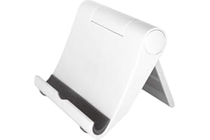 LONGIVIA Soporte Movil Mesa Multiángulo Blanco Apoya Móviles Ajustable Plegable Antideslizante Sujeta para Móvil y Tablet Atril para Telefono de Escritorio