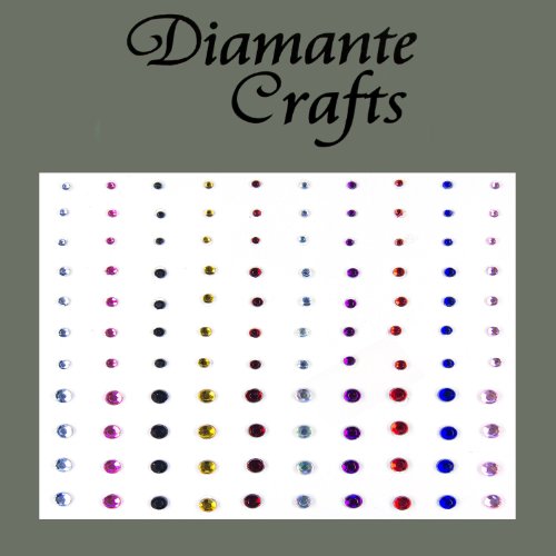 1mm 2mm 3mm Mixed Colours Diamante Self Adhesive Rhinestone Body Nail Vajazzle Gems - created exclusively for Diamante Crafts