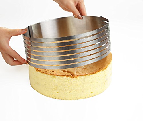 Somine Edelstahl verstellbare Tortenbodenteiler Scalable Kuchenring Schicht Kuchen Slicer von 23cm bis 30cm im Durchmesser- Für Kuchen, Mousse, Gebäck - 3