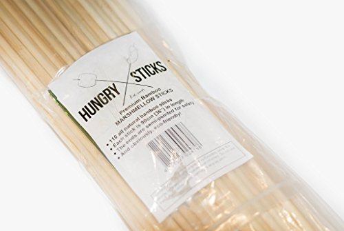 Bambus-Stäbe zum Marshmallowrösten, 91 cm lang, extra dick, robuste Holzspieße, perfekt zum Rösten von Marshmallows, Hot Dogs, Kebab, Wurst, ökologisch und umweltschonend, 100 % biologisch abbaubar, 110 Stück pro Packung - 2