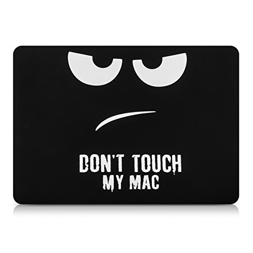 kwmobile Hardcase Laptop Hülle für Apple MacBook Pro Retina 13″ (ab Ende 2012) – Don’t touch my Mac Design Weiß Schwarz dünne gummierte Schutzhülle Cover Case Tasche - 2