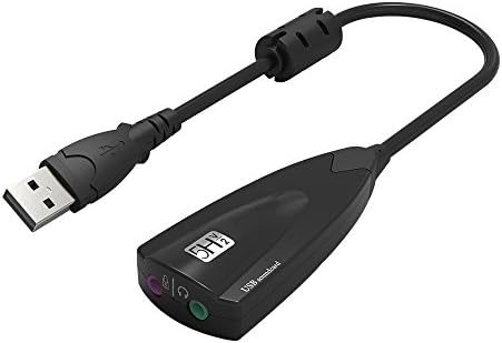 COWEEN External Sound Card USB 2.0 Powered 5hv2 Virtual 7.1 Stereo Sound Card & Headset Adapter for PC Laptop Black