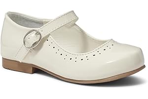 SEVVA Girls Spanish Style Shoes Mary Jane Patent White Pink Ivory Navy Red Camel Black UK4-2
