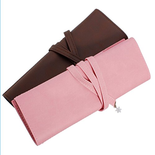 Velishy(TM) Vintage Roll Faux Leather Cosmetic Brush Bag