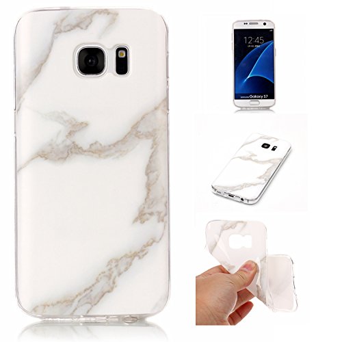 Cozy Hut Für Samsung Galaxy S7 Handyhülle mit Marmor / Marble Design(weiß / grau) | Handytasche | | Schale | | Hülle | | Case | Handy-etui | TPU-Bumper | Soft Case | Schutzhülle Cover für den optimalen Schutz ihres Samsung Galaxy S7 (5,1 Zoll) - Jade weißer Marmor