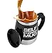 Produktbild Mengshen Die selbstrührende Tasse Lazy Mug Grande Self Stirring Coffee Cup Becher Electric Stainless Steel Automatic Mixing, Best for Morning Travel Home Office, 450ml/15.2oz, A006A Black