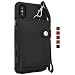 Produktbild INFLATION Handy Hülle Schutzhülle Tasche als Geldbeutel Brieftasche PU Leder case mit Kartenfächern Druckknopf Leine Handycase Handyhülle für iPhone X Schwarz