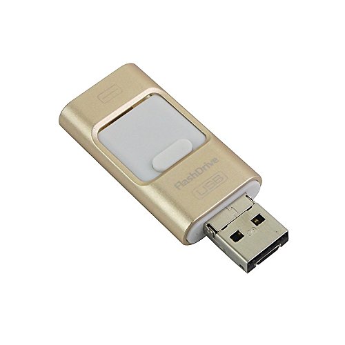 LL TRADER USB Stick Flash-Laufwerk OTG mit duale steckern für iphone5/ iphone6/iPad Mini/iPad Air/Android Phone/Mac/PC (64 GB, L3 Gold) - 2