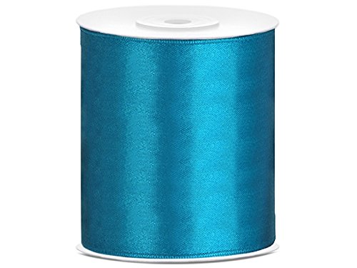 SiDeSo® 0,4€/m SATINBAND türkis 25m x 100mm Hochzeit Dekoband Geschenkband Antennenband Schleifenband