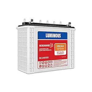 Luminous Red Charge RC 24000 180 Ah Recyclable Tall Tubular Inverter Battery for Home Office & Shops (White), Standard