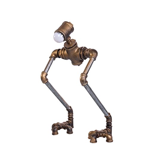 Preisvergleich Produktbild YMXLQQ,Tischlampe, Kreatives Roboterschreibtischlampe LED-Retro- Eisenrohrlampen-Kaffeestabes Dekorative Tischlampe ( Farbe : Warmes Licht )