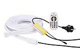 MEHRFARBIG MIT FERNBEDIENUNG - Dank des im Lieferumfang RGB Controllers können Sie die Farbe des Lichtschlauches bequem an ihre Vorlieben anpassen. Er fungiert ebenfalls als Dimmer, mit dem Sie die Lichtstärke flexibel einstellen können.