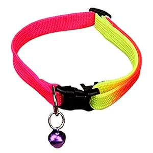 RvPaws Printed Dog Collar for Puppies, Small Dogs, Cat, Kitten Collar with Bell (Adjustable Neck Size : 10-15inch) (RANBOW)