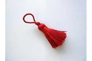 Sew-select 10 Mini craft tassels - Small 3.5cm long + loop decorative key tassels (Red)