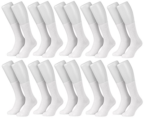 Tobeni 10 Pares de Calcetines para Hombre de Negocios 100% Algodón Punta sin Costuras Color Blanco Tamano 43-46