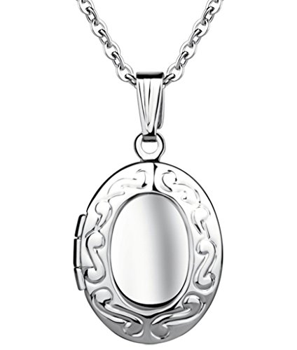 YumilokStainless Steel Pink/Blue Open Photo Locket Memory Oval Shape Pendant Necklace for Women/Girls/Couples