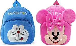 DZert Soft Plush Minnie and Doramon School Bag (2-5 Years) - Pack of 2