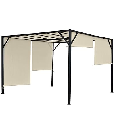 Mendler Pergola Baia, pavillon de jardin, cadre stable à 6 cm en acier + toit ouvrant ~ 3x3m