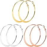 Tamaño y diseño: el diámetro del aro de los pendientes es de 50 mm, diseño ligero 7 g/pares, tamaño perfecto y peso para cualquier estilo y uso diario; bonitos aros con diseño plano especial, combina bien con cualquier estilo para cualquier ocasión.