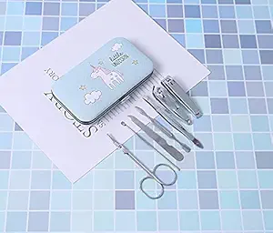 GUDIYA Unicorn Nail Clipper Travel Set, Unicorn Manicure Set 7 in 1 Stainless Steel Professional Unicorn Nail Cutter Manicure Pedicure & Grooming Kits with Leather Case (Random Colors)