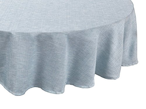 Sweet Home Collection Vinyl Round Table Cloth Flannel Backing, Blue, 70 Inches
