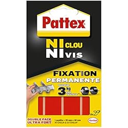 Pattex Ni Clou Ni Vis Pastilles Fixation Permanente, Pastilles double faces ultra fortes pour intérieur & extérieur, pastilles autocollantes ultra résistantes, 10 pastilles