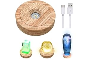 Gotrain LED-Nachtlicht, 8 Lichtmodi, runder Displaysockel für Kristallstatuen, Glaskugel (Holzfarbe)