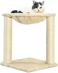 Callas Cat Condo Tree Tower with Hammock Bed and 2 Scratching Post | Cat Tower | Furniture Kitty Activity Centre | Kitten Play House (Height-41.2 cm | Cat 110-Parent) (Beige)