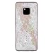Produktbild HopMore Glitzer Silikon Handy Hülle für Huawei Mate 20 Pro Hülle 3D Flüssig Transparent Muster Kreativ Lustig Schutzhülle Durchsichtig Handyhülle Stoßfest Silikonhülle Case Cover - Weiße Blume
