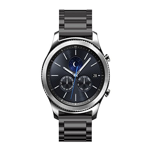 Huawei Watch 2 Armbänder, IVSO Edelstahl Metall Armband Ersatz Uhrenarmband für Huawei Watch 2 Smartwatch (Schwarz) - 3
