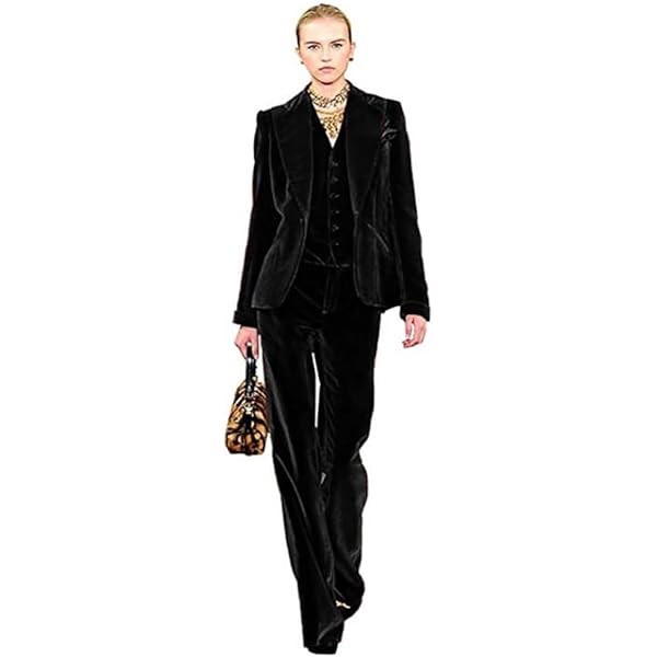 Women's Gold Velvet 2 Piece Pant Suit Double Breasted Size L NWOT