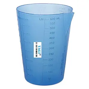 TAG3 Professional Plastic Measure Cup Glass for Kitchen Cooking Baking & Measuring Solids and Liquids | 600 ml | 2 1/2 Cups - Blue