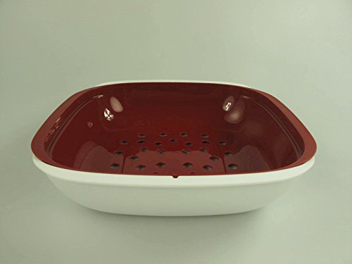 TUPPERWARE Allegra Servierschale 1,33 L rot weiß mit Sieb Auffangschale - 3