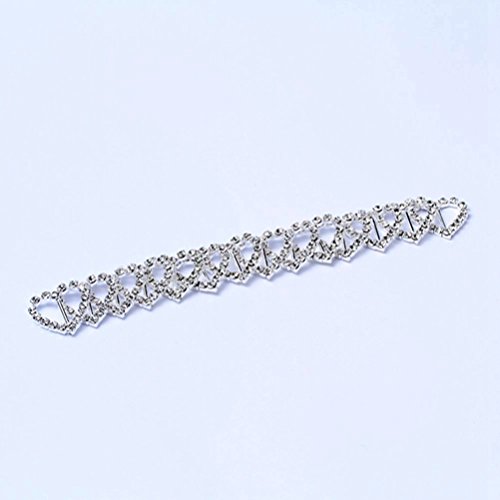 GINXU 50 Stk Herz Geformt Kristall Buckle Slider Schnalle zur Dekoration von Geschenkband mit Strass-Verzierung Silberfarben - 3
