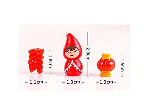 JwlqAy Draußen drinnen Miniatur DIY Fee Garten Micro Landschaft Neujahr Segen Puppe Laterne Feuerwerkskörper für Neujahr (rot)